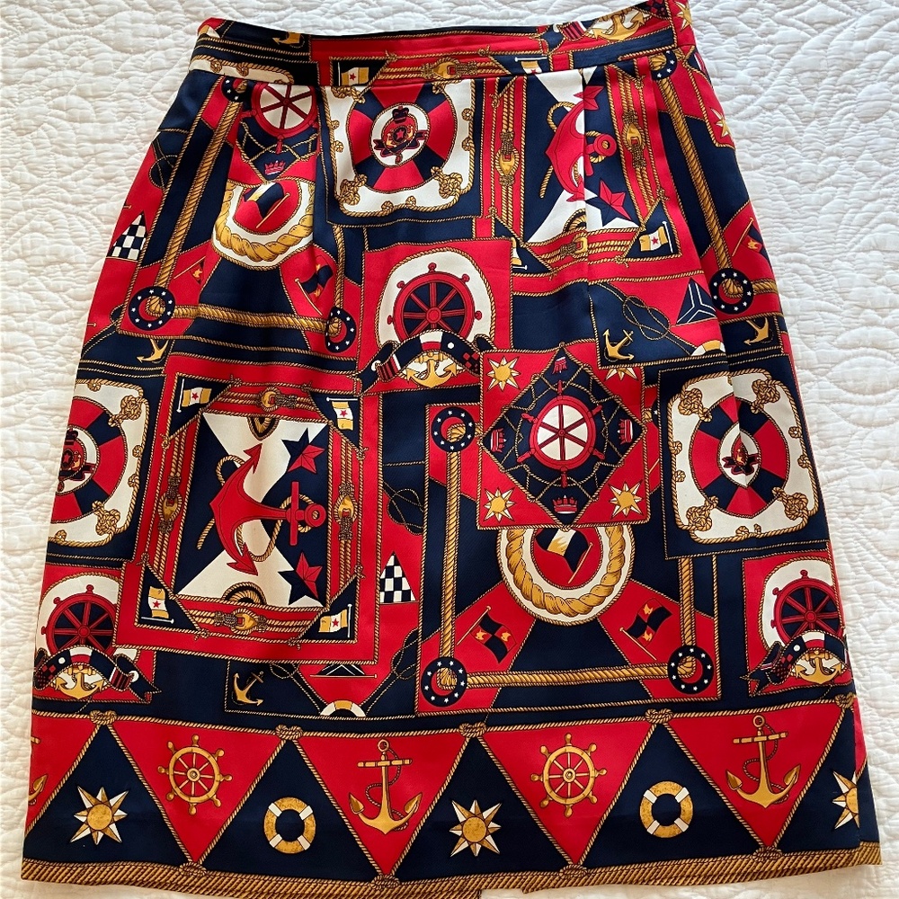 Talbot Women Nautical Themed Silk A-line Skirt
